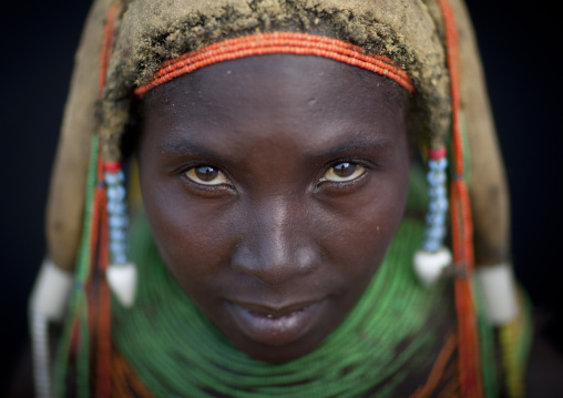 Mwila Woman Wearing The Vilanda Necklace, Chibia Area, Angola