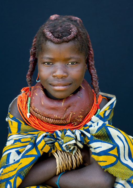 Mwila Girl With The Traditional Vikeka Mud Necklace, Angola