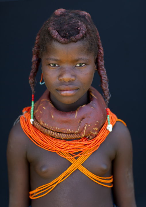 Mwila Girl With The Traditional Vikeka Mud Necklace, Angola