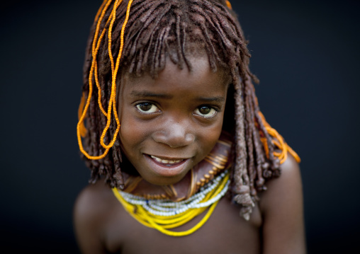 Mwila Girl With The Traditional Vikeka Mud Necklace, Angola