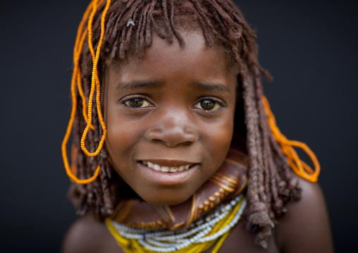 Shy Mwila Girl With Beaded Ornaments, Chibia Area, Angola