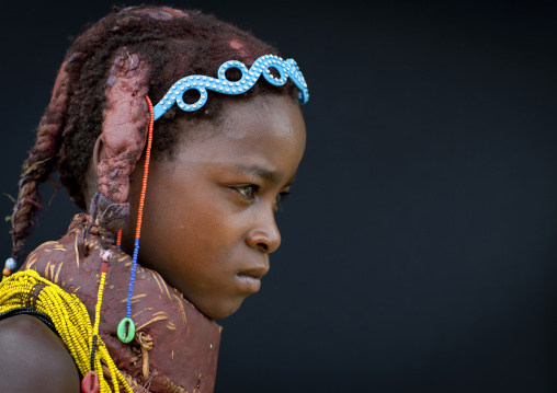 Mwila Girl With The Traditional Vikeka Mud Necklace, Angola