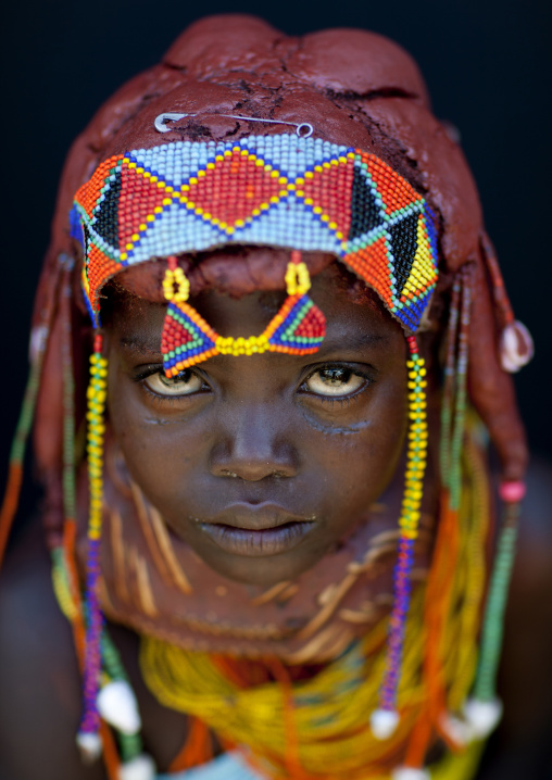 Mwila Girl With The Traditional Vikeka Mud Necklace, Angola