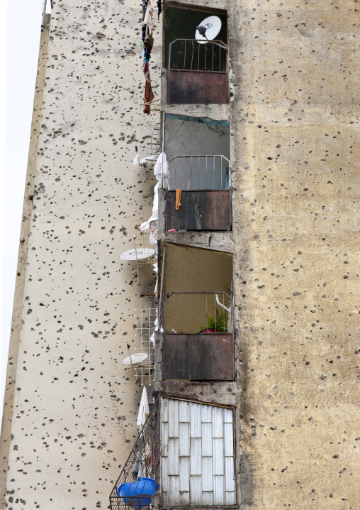 Bullet Impacts On A Building Facade In Huambo, Angola