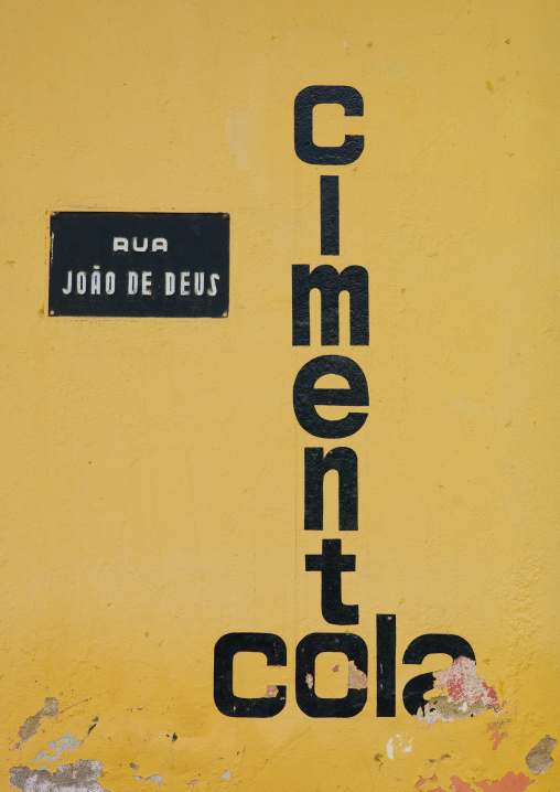 Street Sign On Wall In Benguela, Angola