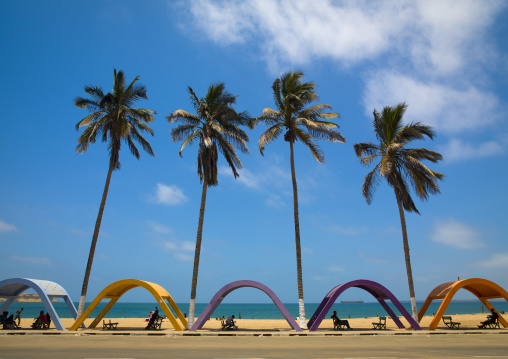 Shelters Against Sun On The Beach, Namibe Town, Angola