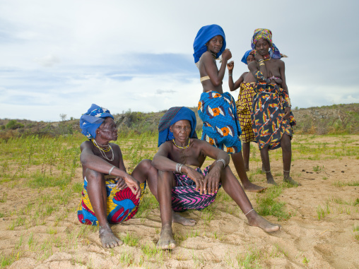 Group Of Mukubal Women And Girls With Ompota Headdresses, Angola