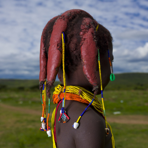 Mwila Girl With The Hair Covered With Oncula Paste, Chibia Area, Angola