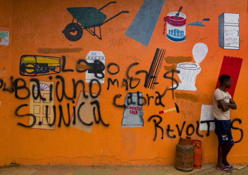 Wall Painting On A Shop Facade In Huambo, Angola