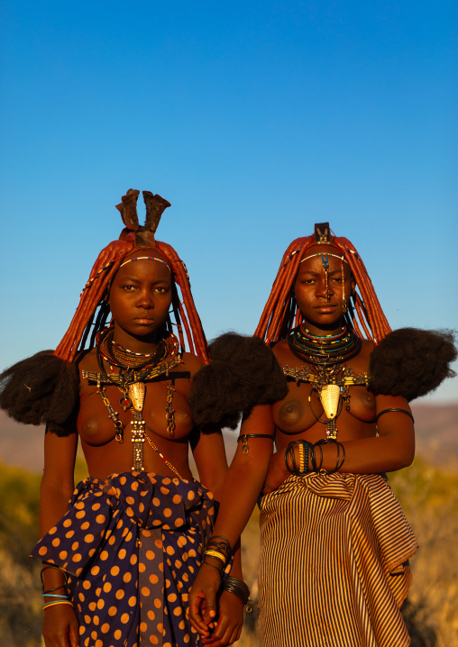 Married himba tribe women, Cunene Province, Oncocua, Angola