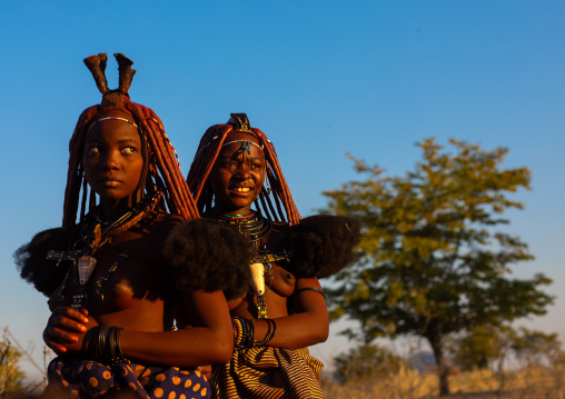 Married himba tribe women, Cunene Province, Oncocua, Angola