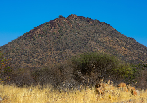 Rock formations with accacias, Namibe Province, Virei, Angola