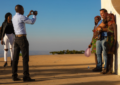 Mumuhuila tribe women posing for tourists, Huila Province, Lubango, Angola