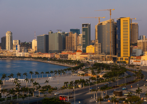 View over the new Marginal promenade called avenida 4 de fevereiro, Luanda Province, Luanda, Angola