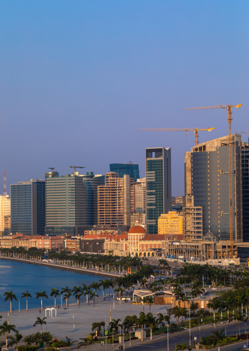 View over the new Marginal promenade called avenida 4 de fevereiro, Luanda Province, Luanda, Angola