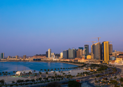 View over the new Marginal promenade called avenida 4 de fevereiro, Luanda Province, Luanda, Angola