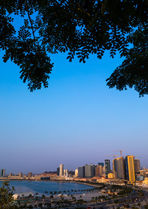 View over the new Marginal promenade called avenida 4 de fevereiro, Luanda Province, Luanda, Angola