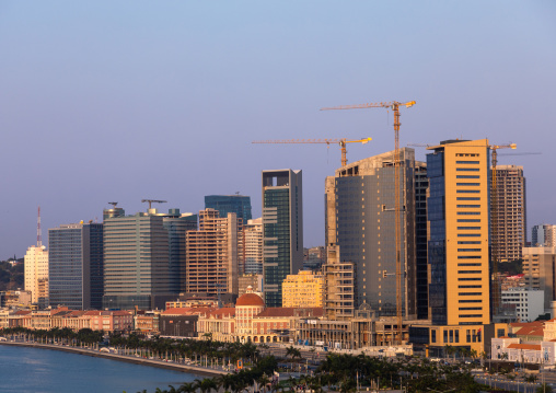 View over the new Marginal promenade called avenida 4 de fevereiro, Luanda Province, Luanda, Angola