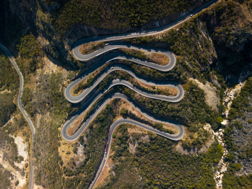 Aerial view of the the road at Serra da Leba, Huila Province, Humpata, Angola