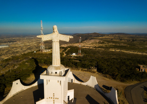 Aerial view of the Cristo Rei overlooking the city, Huila Province, Lubango, Angola