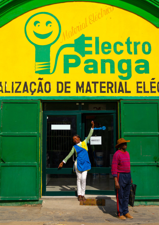 Electrical shop in an old portuguese colonial building, Namibe Province, Namibe, Angola