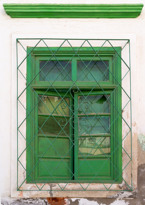 Window of an old portuguese colonial building, Namibe Province, Namibe, Angola