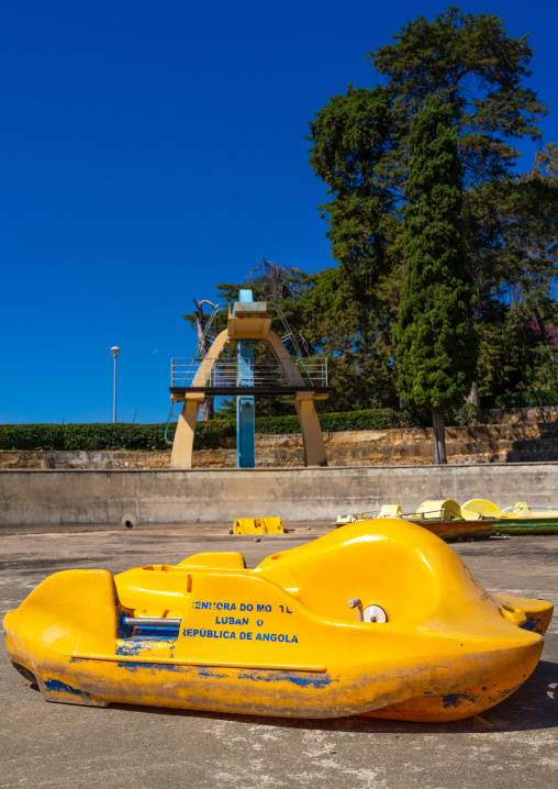 Paddle boat in front of the diving board in piscina da senhora do monte, Huila Province, Lubango, Angola