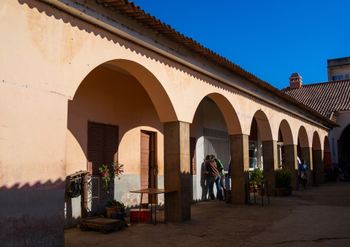 Arcades inside the old portuguese colonial market, Huila Province, Lubango, Angola