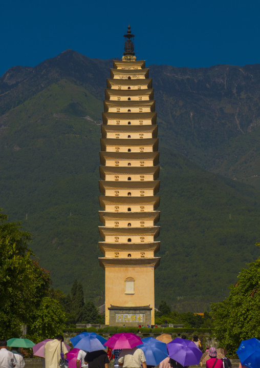 The Three Pagodas Of San Ta Si Monastery In Dali, Yunnan Province, China