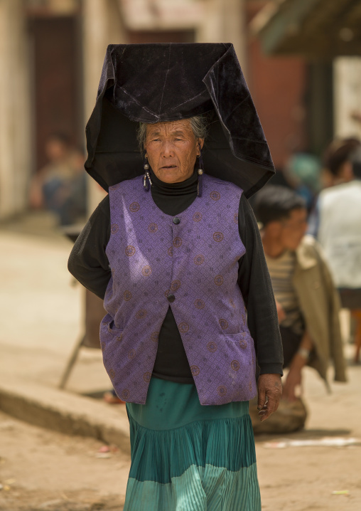 Yi Tribal Woman In Traditional Clothes, Yongning, Yunnan Province, China