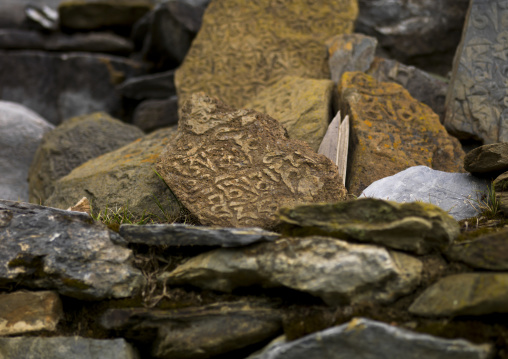 Carved Stones In Ringha Temple, Zhongdian, Yunnan Province, China