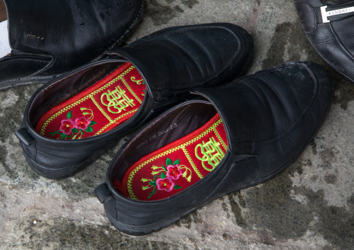 Shoes at  the entrance of the Dongguan grand mosque, Qinghai province, Xining, China