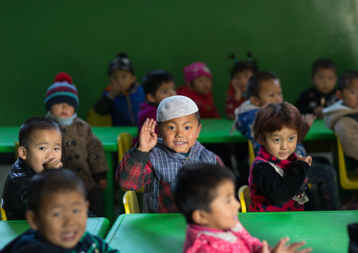 Salar ethnic minority children in a primary school, Qinghai province, Xunhua, China