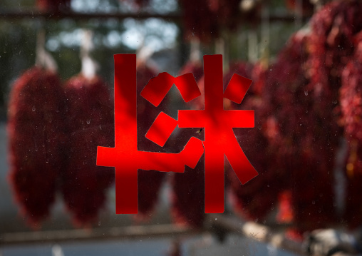 Red hot chillies are being dried up, Tongren County, Rebkong, China