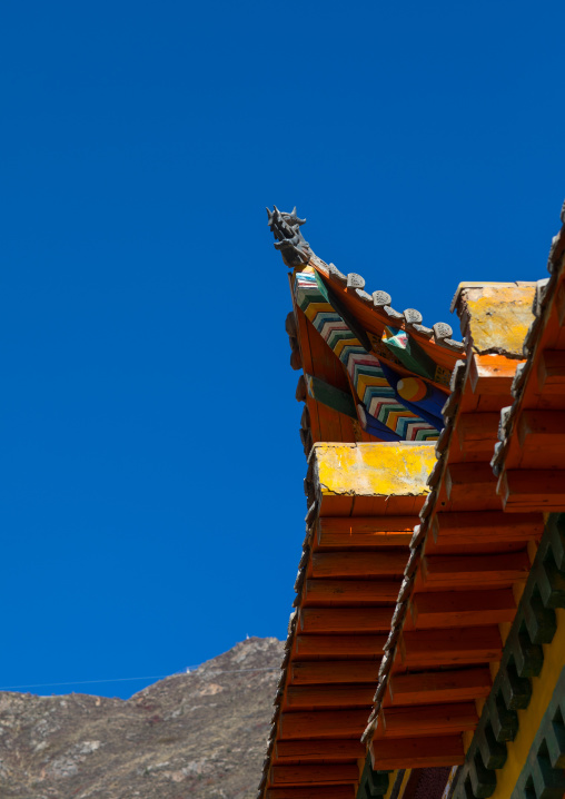 Chong Gon monastery roof, Tongren County, Longwu, China