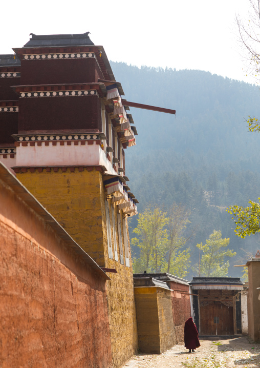 Tibetan monk in the Labrang monastery street, Gansu province, Labrang, China