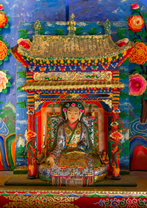 Tibetan buddhist sculptures made by monks from coloured butter in Labrang monastery, Gansu province, Labrang, China