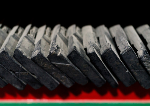 Tibetan scriptures printed from wooden blocks in Barkhang library, Gansu province, Labrang, China