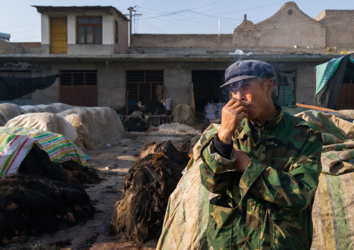 Yak leather and wool market ruled by muslim hui people, Gansu province, Linxia, China