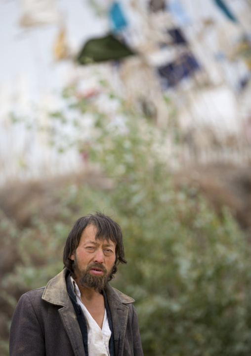 Uyghur Sufi Man At Imam Asim Tomb In The Taklamakan Desert, Xinjiang Uyghur Autonomous Region, China