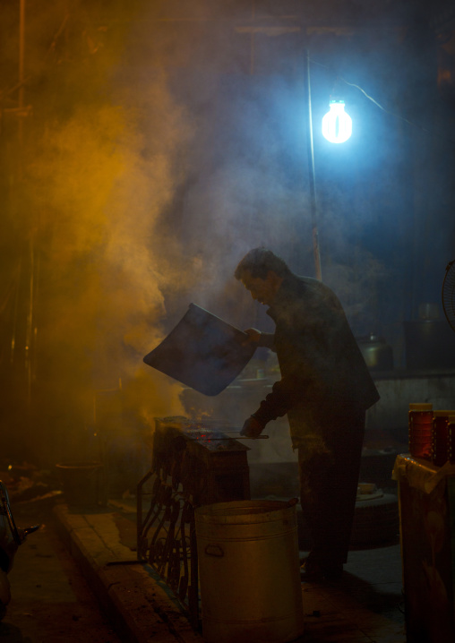 Cooking Meat in the street, Kashgar, Xinjiang Uyghur Autonomous Region, China