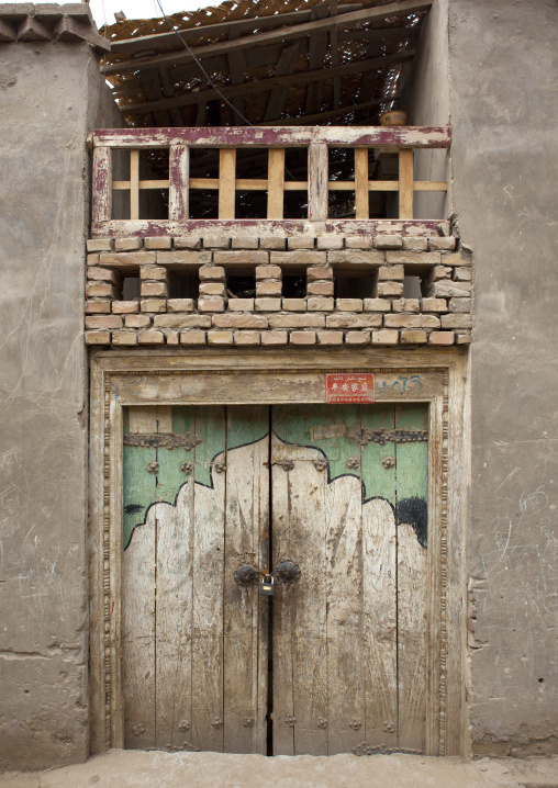 Traditional Door In Old Town, Keriya, Xinjiang Uyghur Autonomous Region, China