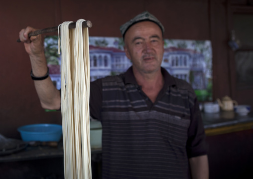 Uyghur Man Making Laghman, Keriya, Xinjiang Uyghur Autonomous Region, China