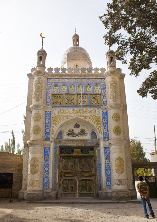 Decorated Front Of A Mosque, Minfeng, Xinjiang Uyghur Autonomous Region, China