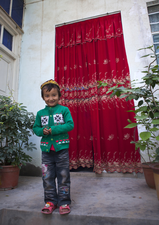 Young Uyghur Kid In Mindenf, Xinjiang Uyghur Autonomous Region, China