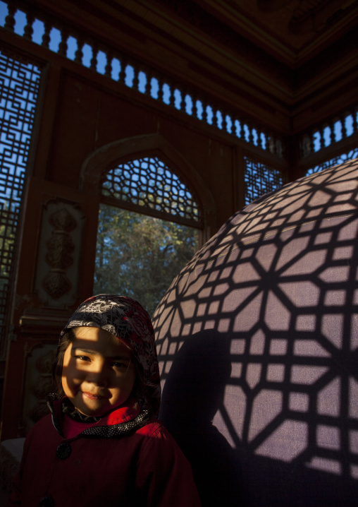 Little Uyghur Girl In Sultan Saiyidhan Tomb In Yarkand, Xinjiang Uyghur Autonomous Region, China