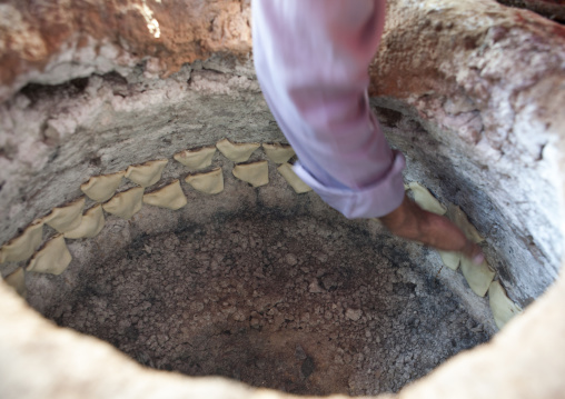 Uyghur Man Putting Samsa To Cook In Oven, Serik Buya Market, Yarkand, Xinjiang Uyghur Autonomous Region, China