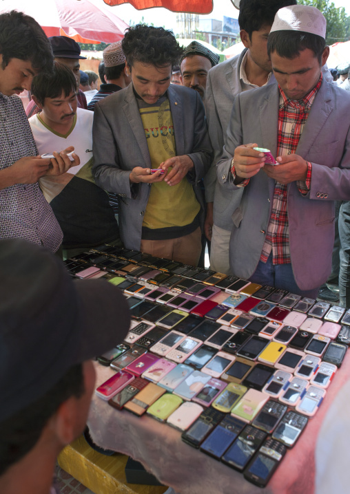 Selling Mobile Phones, Serik Buya Market, Yarkand, Xinjiang Uyghur Autonomous Region, China