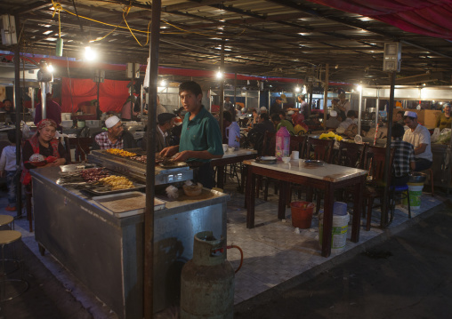 Food Stalls In Night Market, Kashgar, Xinjiang Uyghur Autonomous Region, China