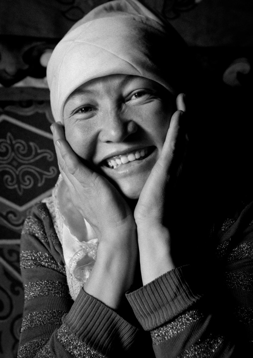 smiling Kyrgyz Woman Near Karakul Lake, Xinjiang Uyghur Autonomous Region, China